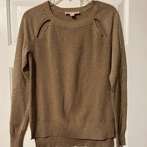 Michael Kors Gold Crewneck Sweater with Knit Texture